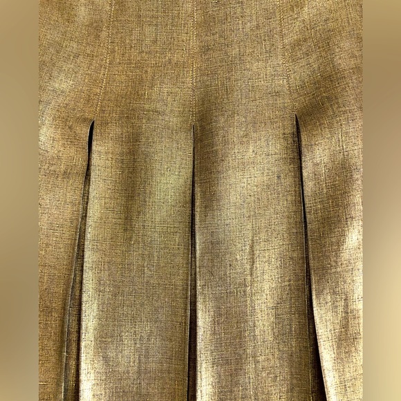 Burberry Box Pleat Metallic Linen Skirt US Size 6 - Picture 2 of 5